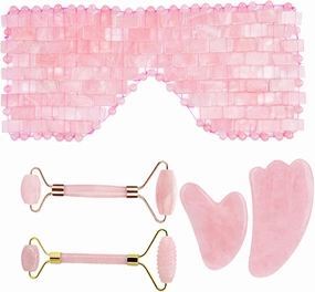 Natural Rose Quartz For Face Jade Roller Gua Sha Massage Face Roller Eye Sleeping Mask Tools,type G