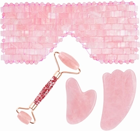 Natural Rose Quartz For Face Jade Roller Gua Sha Massage Face Roller Eye Sleeping Mask Tools,type H