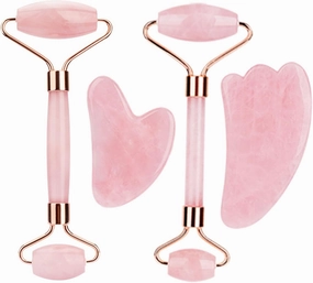 Natural Rose Quartz For Face Jade Roller Gua Sha Massage Face Roller Eye Sleeping Mask Tools,type K