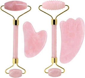 Natural Rose Quartz For Face Jade Roller Gua Sha Massage Face Roller Eye Sleeping Mask Tools,type L
