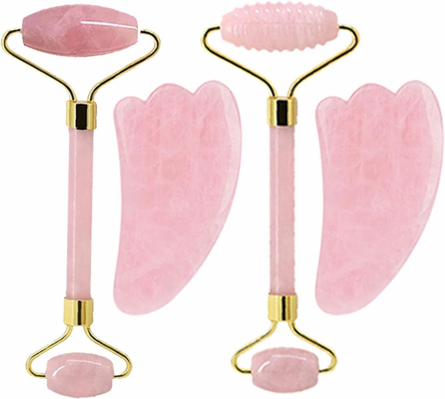 Natural Rose Quartz For Face Jade Roller Gua Sha Massage Face Roller Eye Sleeping Mask Tools,type M