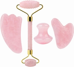 Natural Rose Quartz For Face Jade Roller Gua Sha Massage Face Roller Eye Sleeping Mask Tools,type O