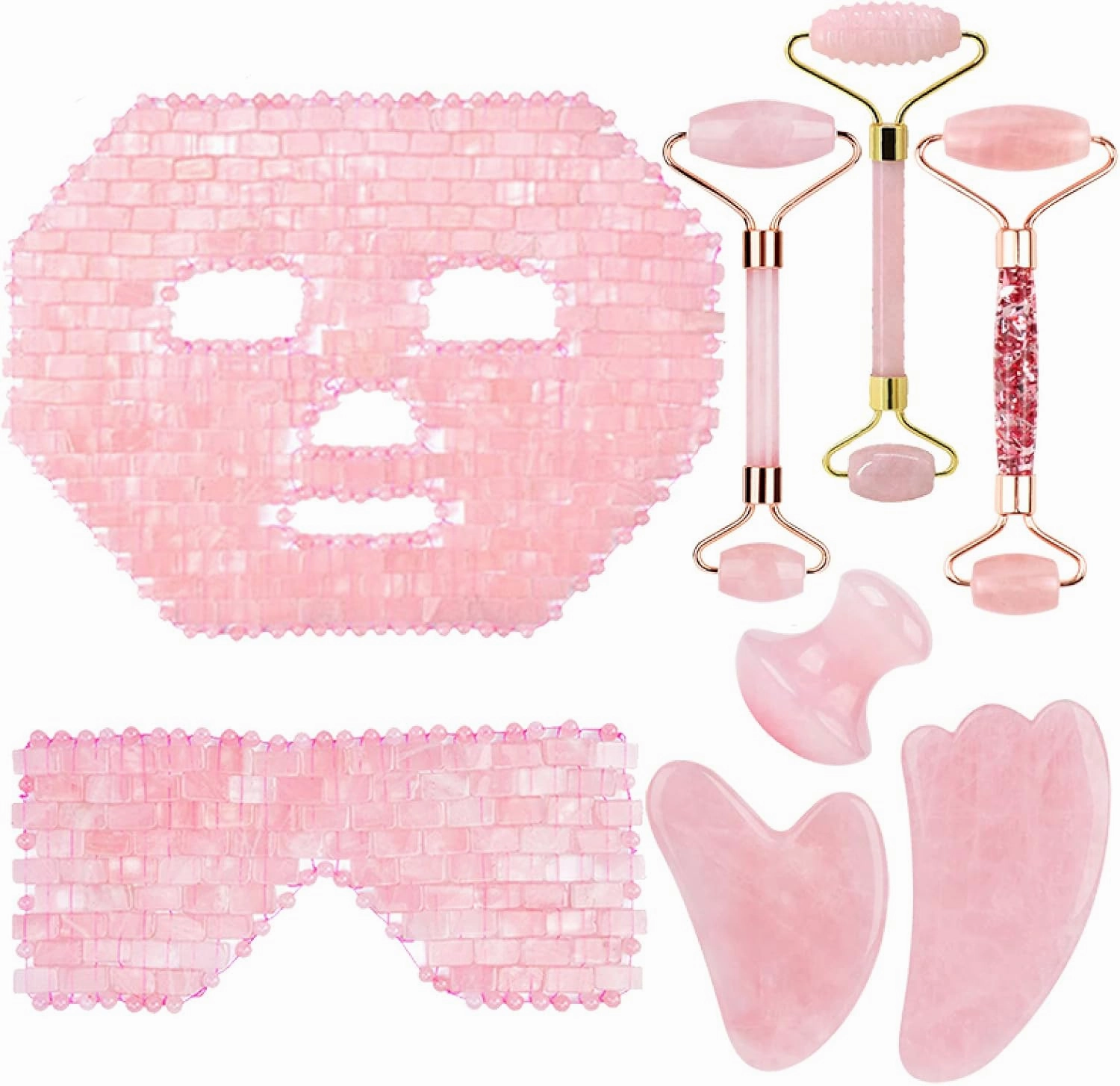 Natural Rose Quartz for Face Jade Roller Gua Sha Massage Face Roller,Type I