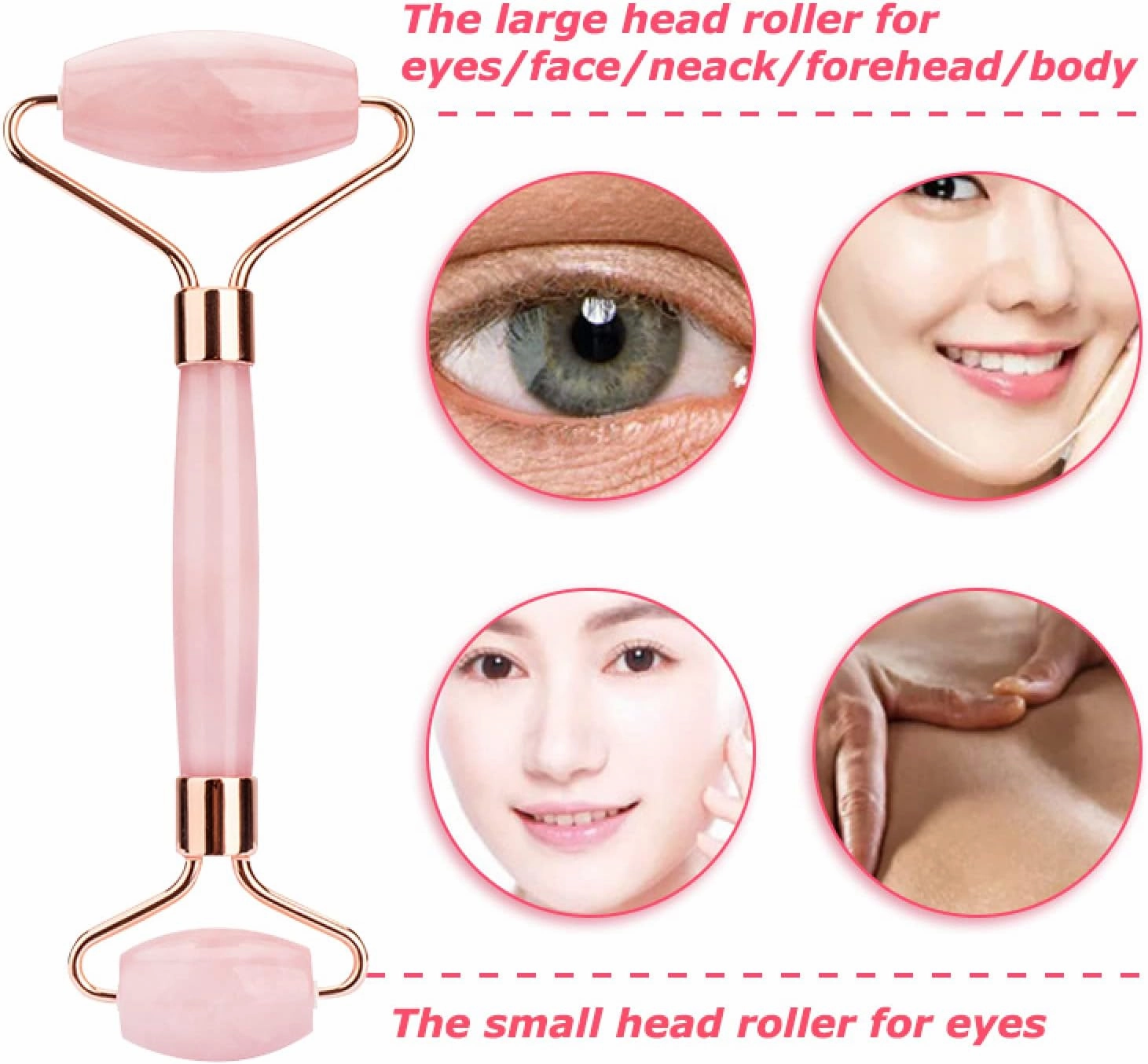 Natural Rose Quartz for Face Jade Roller Gua Sha Massage Face Roller,Type I