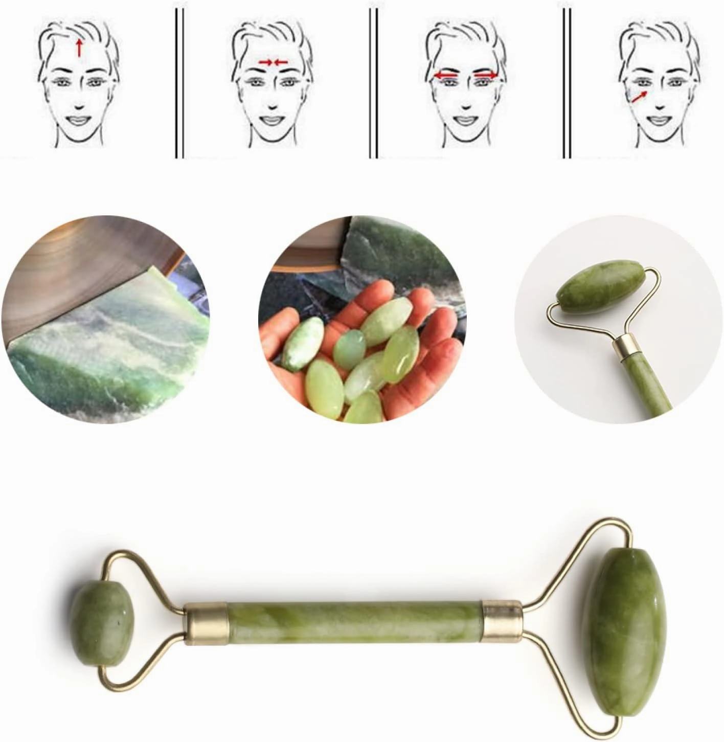 Natural Rose Quartz Stone Face Massager Mushroom Jade Stone Facial Roller,4