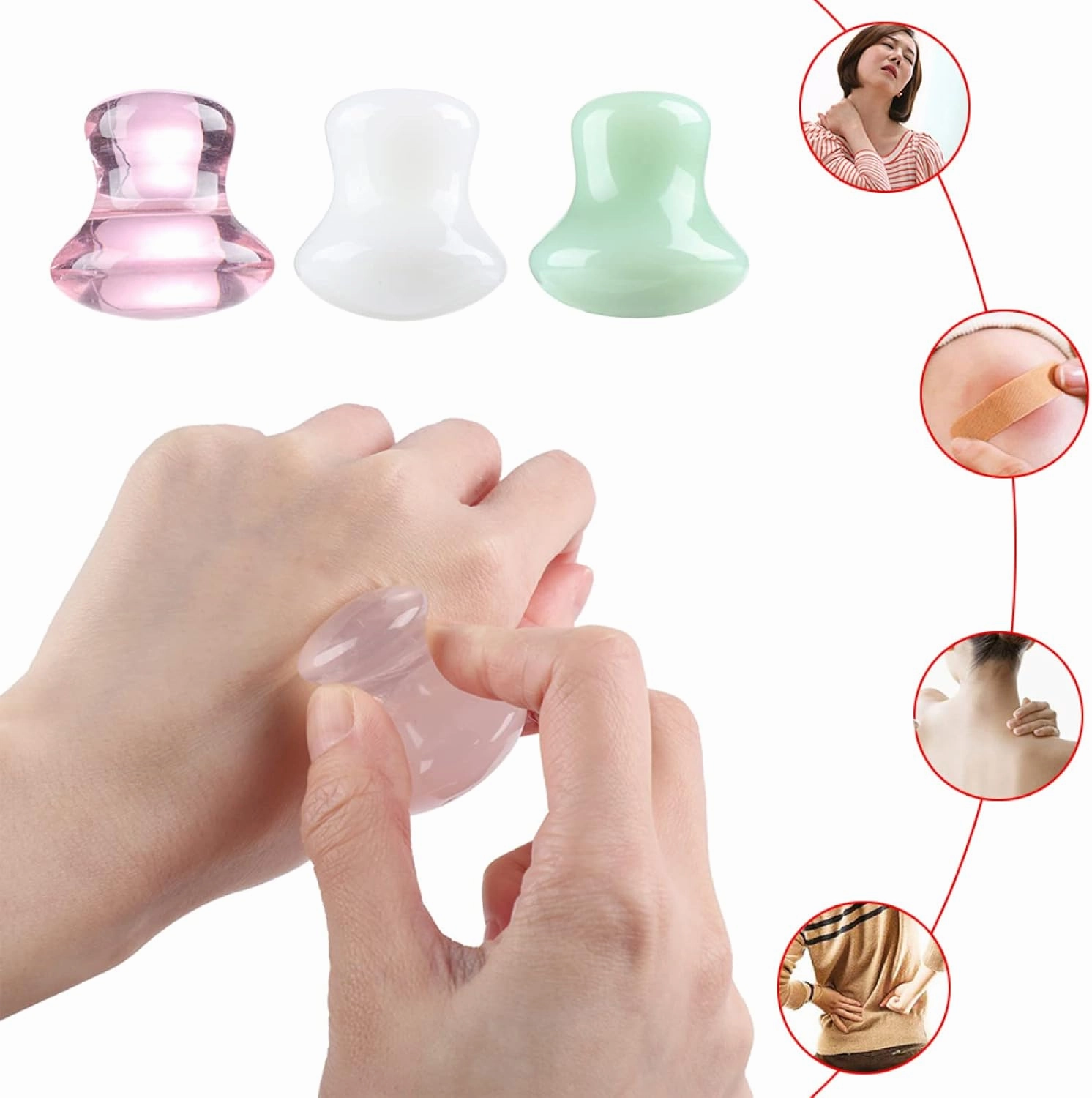 Natural Rose Quartz Stone Face Massager Mushroom Jade Stone Facial Roller,4