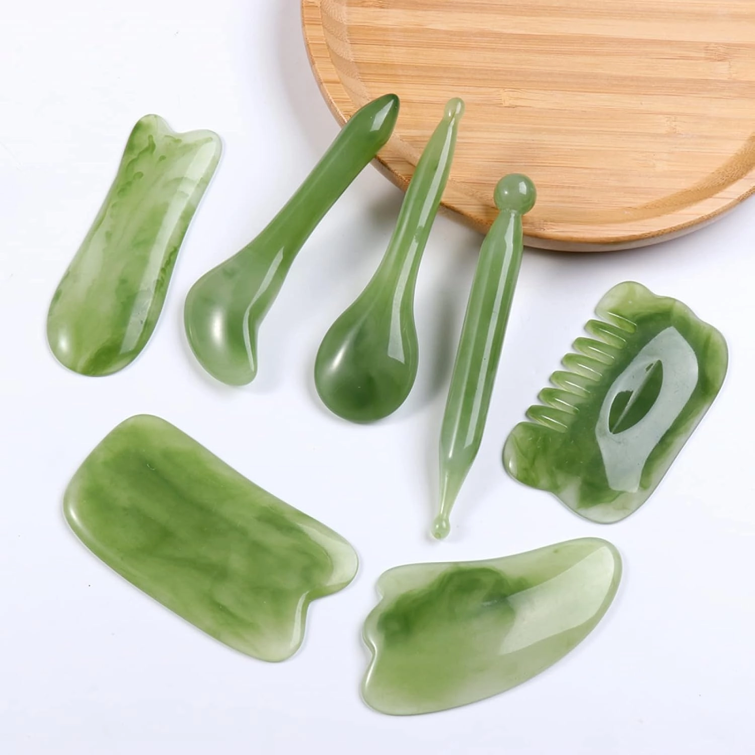 Natural Rose Quartz Stone Face Massager Mushroom Jade Stone Facial Roller,4