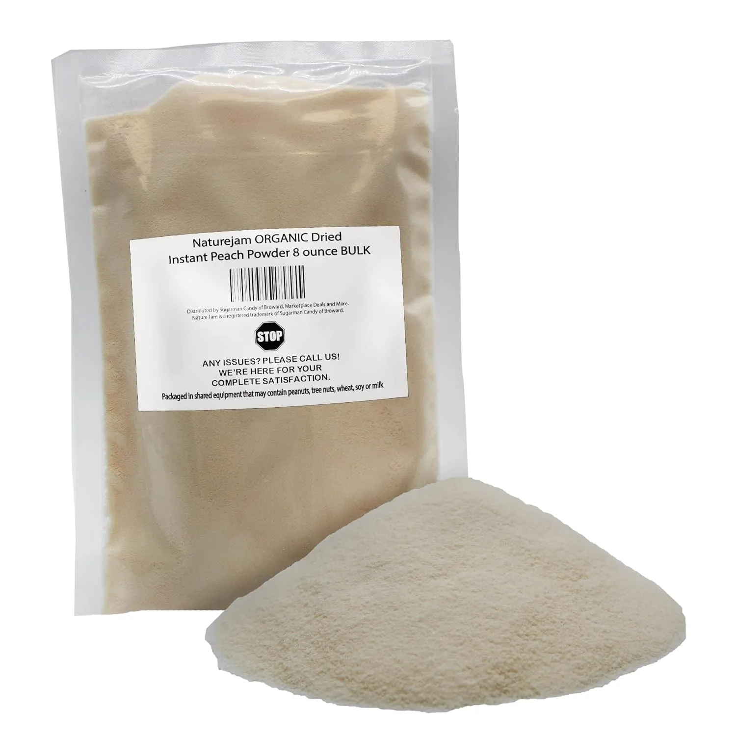 Naturejam ORGANIC Dried Instant Peach Powder 8 ounce BULK-Premium Culinary Grade For Smoothies & Dessert Making