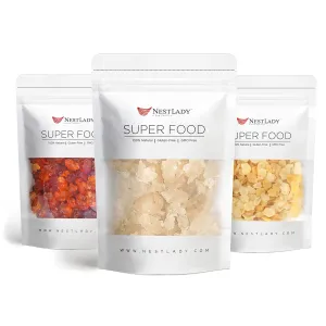 NESTLADY Collagen Collection (Select Organic Pure Peach Gum 150g Natural Wild Tragacanth Gum “Snow Swallow” 110g Natural Honey Locust Wild Gleditsia 100g)
