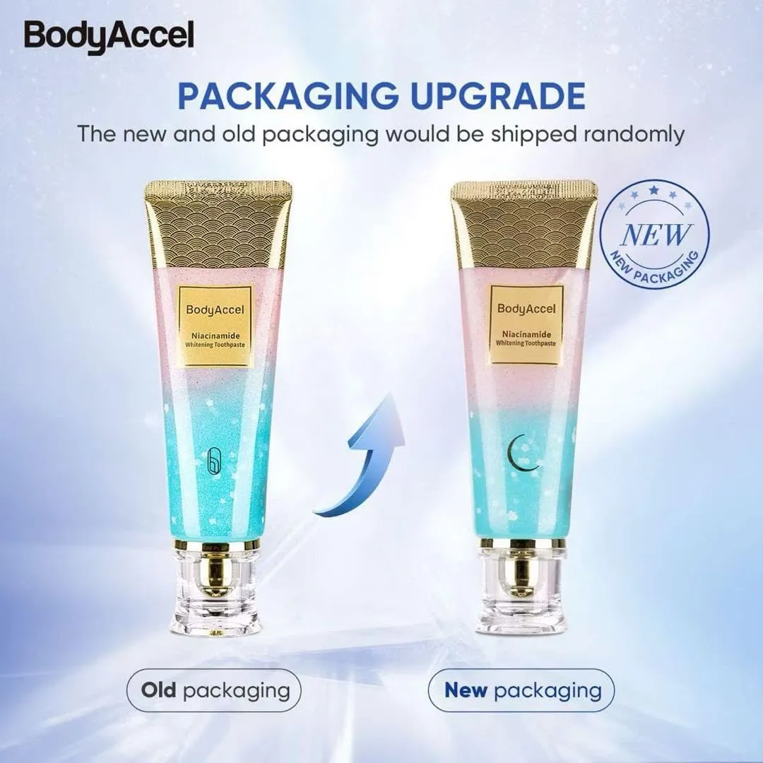 Niacinamide Whitening Toothpaste, BodyAccel Niacinamide Intensive Whitening Toothpaste with Natural Gentle Care Deep Stain Removal Clean Peach Flavor, Improves Gum Health, Fresh Breath (1)