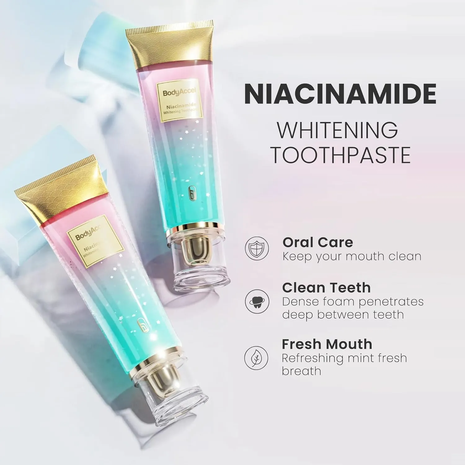 Niacinamide Whitening Toothpaste – Natural Whitening Toothpaste with Niacinamide, Gentle Formula for Brighter Teeth & Fresh Breath, 2-Pack (2)