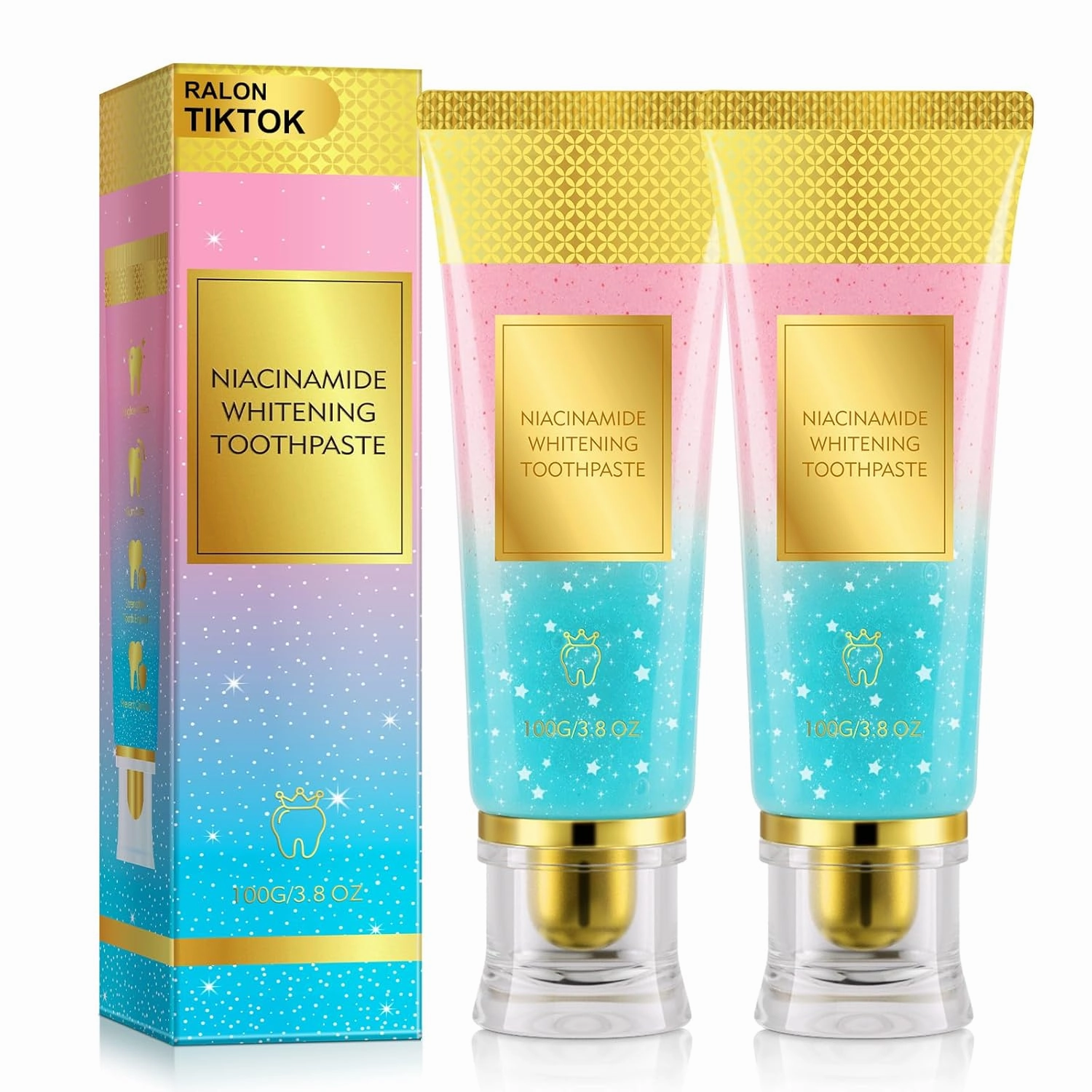 Niacinamide Toothpaste Niacinamide Intensive Whitening Toothpaste Deep Gentle Cleaning Tooth Paste Boosting Gum Health Mint & Peach Fresh Breath 2-Pack