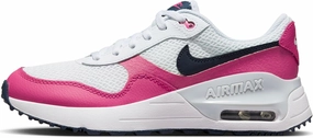 NIKE Air Max SYSTM Boys DQ0284-110 (White/Obsidian-Fierce Pink-PU), Size 7