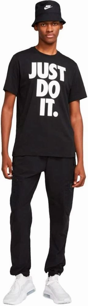 Nike Mens Sportswear Graphic Short Sleeve Shirts (Small, Black/White Bold JDI)