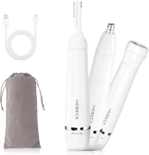 Nose Hair Trimmer for Women and Men, 3-in-1 Electric Facial Hair Removal Rechargeable Portble Waterproof Face Shaver Razor for Nose Ear Eyebrow Peach-Fuzz Lips Chin FT3001