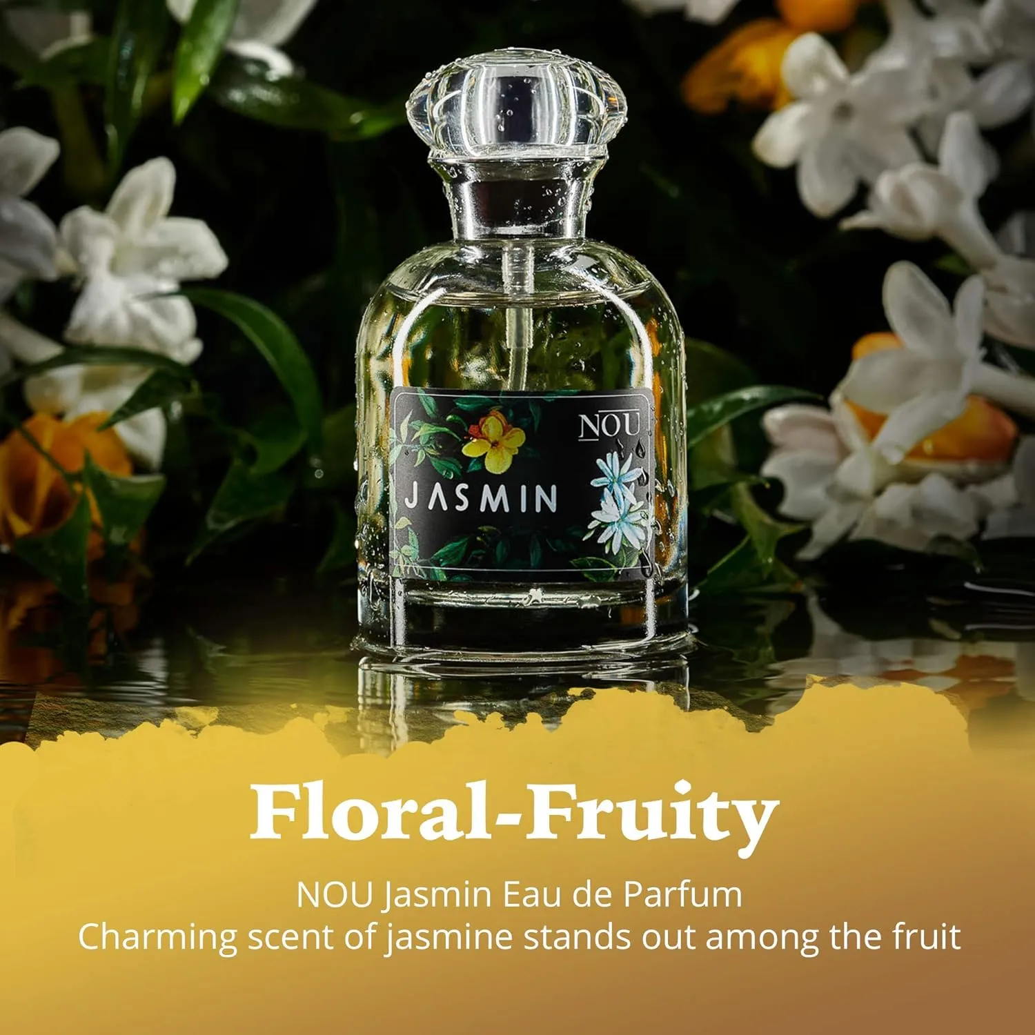 NOU Jasminum Floral Perfume with Sweet Fruity Notes Natural Perfume for Women with Essential Oils Fresh Smelling 1.7 fl oz EDP