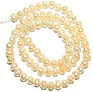 NP557 Pink Peach 5mm - 6mm Semi-Round Cultured Freshwater Pearl Gemstone Beads