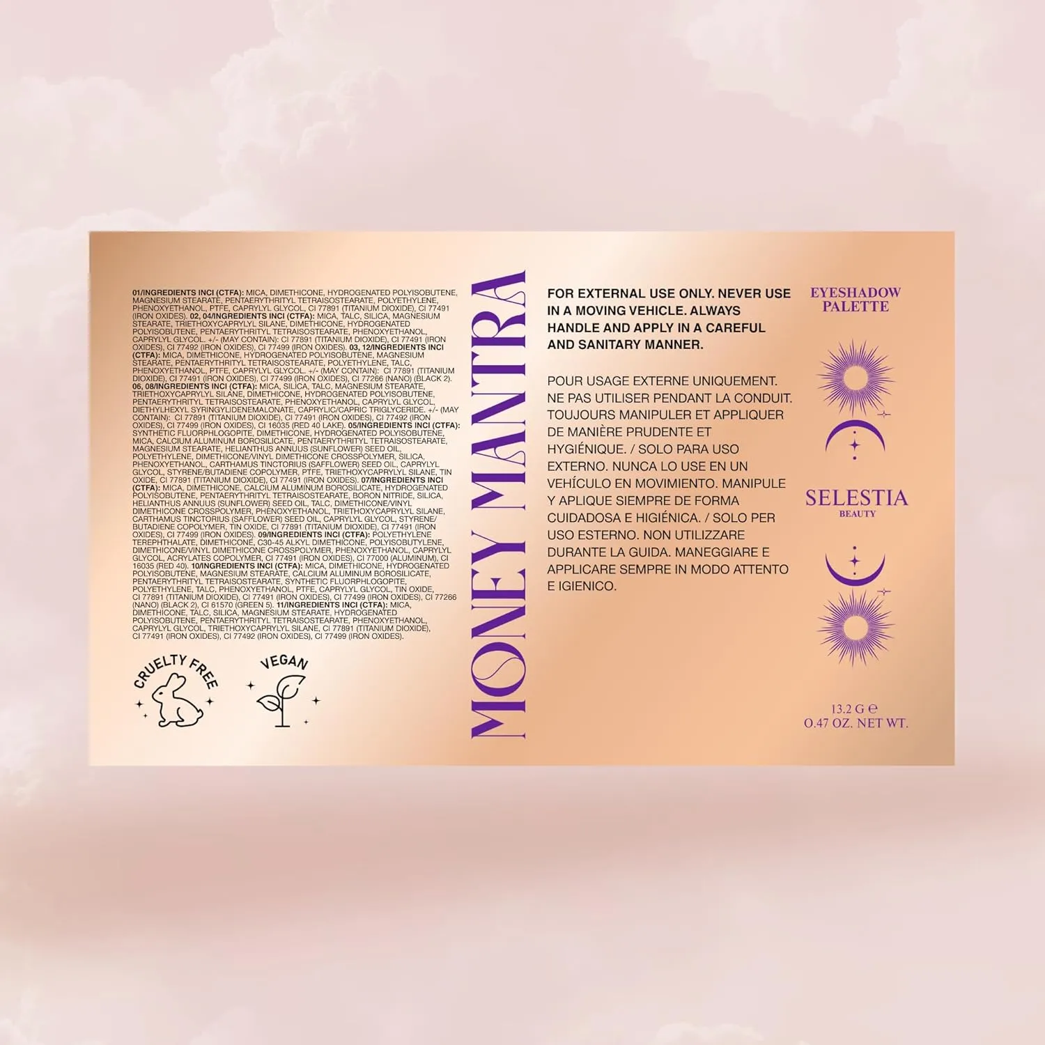 Nude Eyeshadow Palette Money Mantra – 12 High Pigment, Blendable Shades – Long-Lasting & Smudge-Proof – Matte, Satin, Shimmer & Glitter Finishes – 0.47 oz