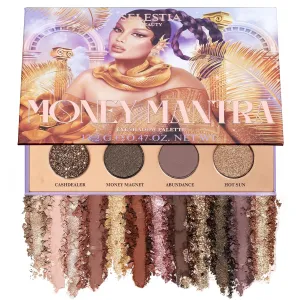 Nude Eyeshadow Palette Money Mantra – 12 High Pigment, Blendable Shades – Long-Lasting & Smudge-Proof – Matte, Satin, Shimmer & Glitter Finishes – 0.47 oz