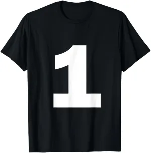 Number 1 Big Bold White Numeral Group T-Shirt