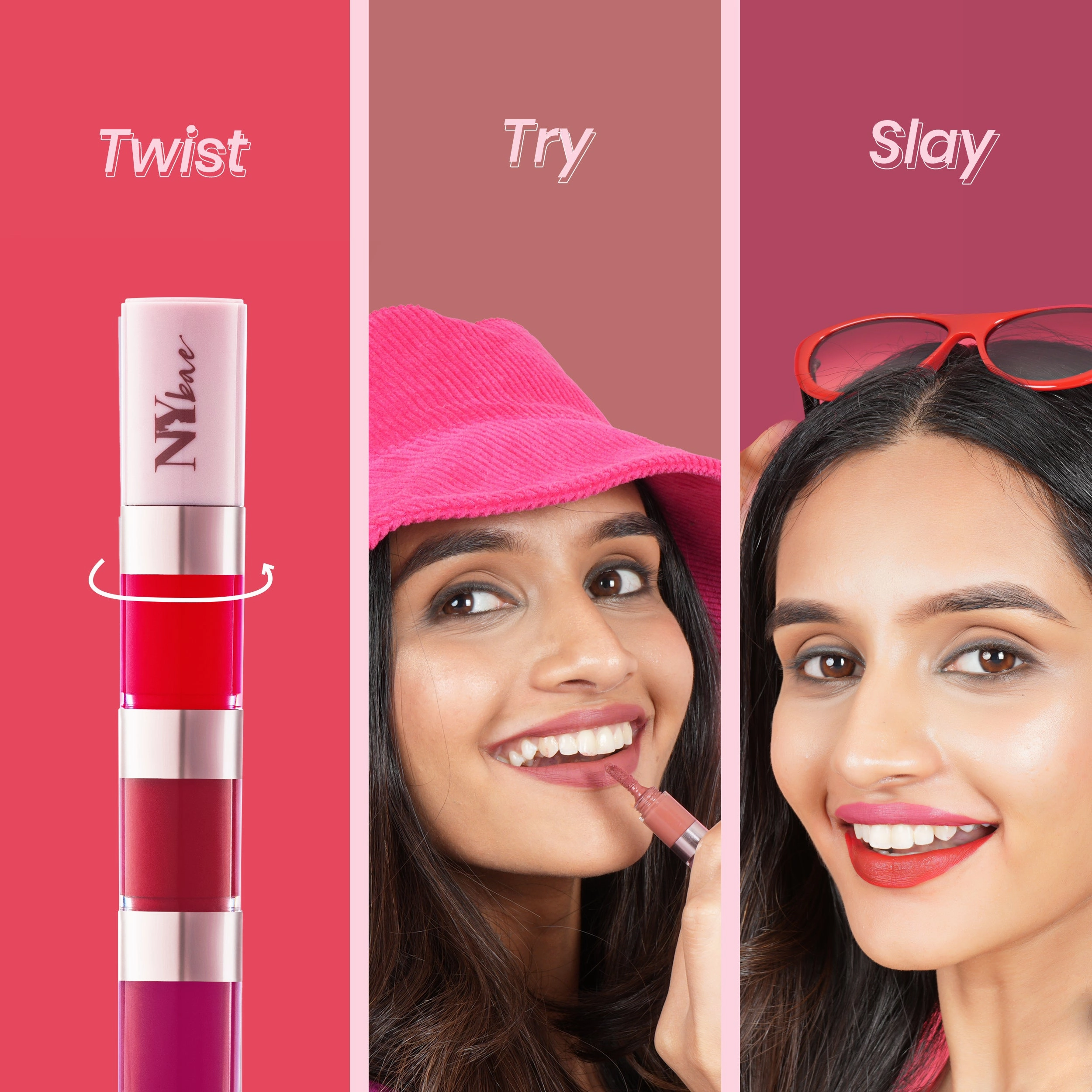 NY Bae 4IN1 Lip Play Liquid Lipstick - Rose Rush (4ml) | Matte Lips | Super Pigmented | Multi-Use | Maroon & Red Shades | Travel Kit