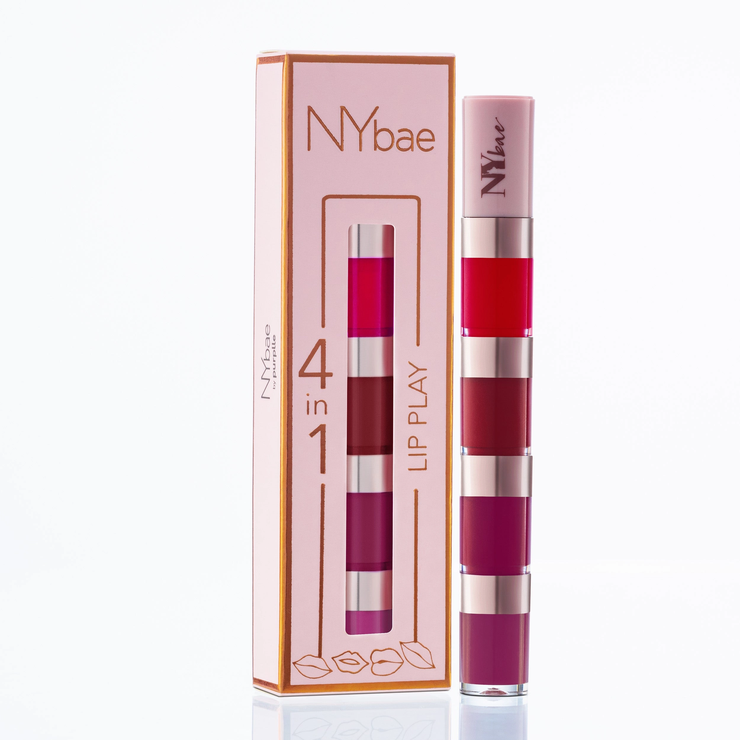 NY Bae 4IN1 Lip Play Liquid Lipstick - Rose Rush (4ml) | Matte Lips | Super Pigmented | Multi-Use | Maroon & Red Shades | Travel Kit