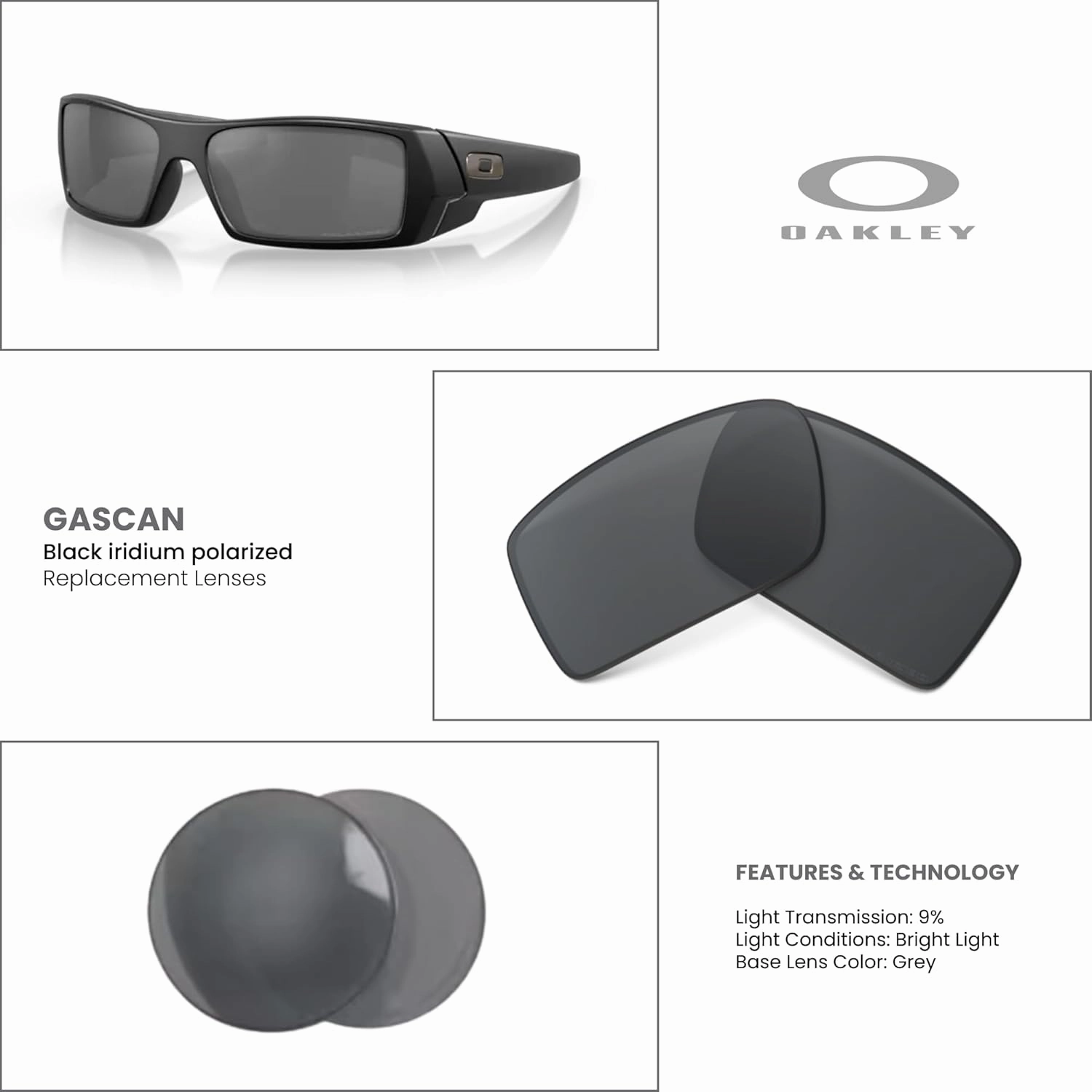 Oakley Authentic Gascan OO9014 Replacement Lenses  Bundle Bag  Bundle with Designer iWear Kit