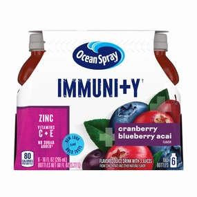 Ocean Spray Immunity Cranberry Blueberry Acai Flavored Juice Drinks, 10 Fl Oz Bottles, 6 Count (Pack of 4)