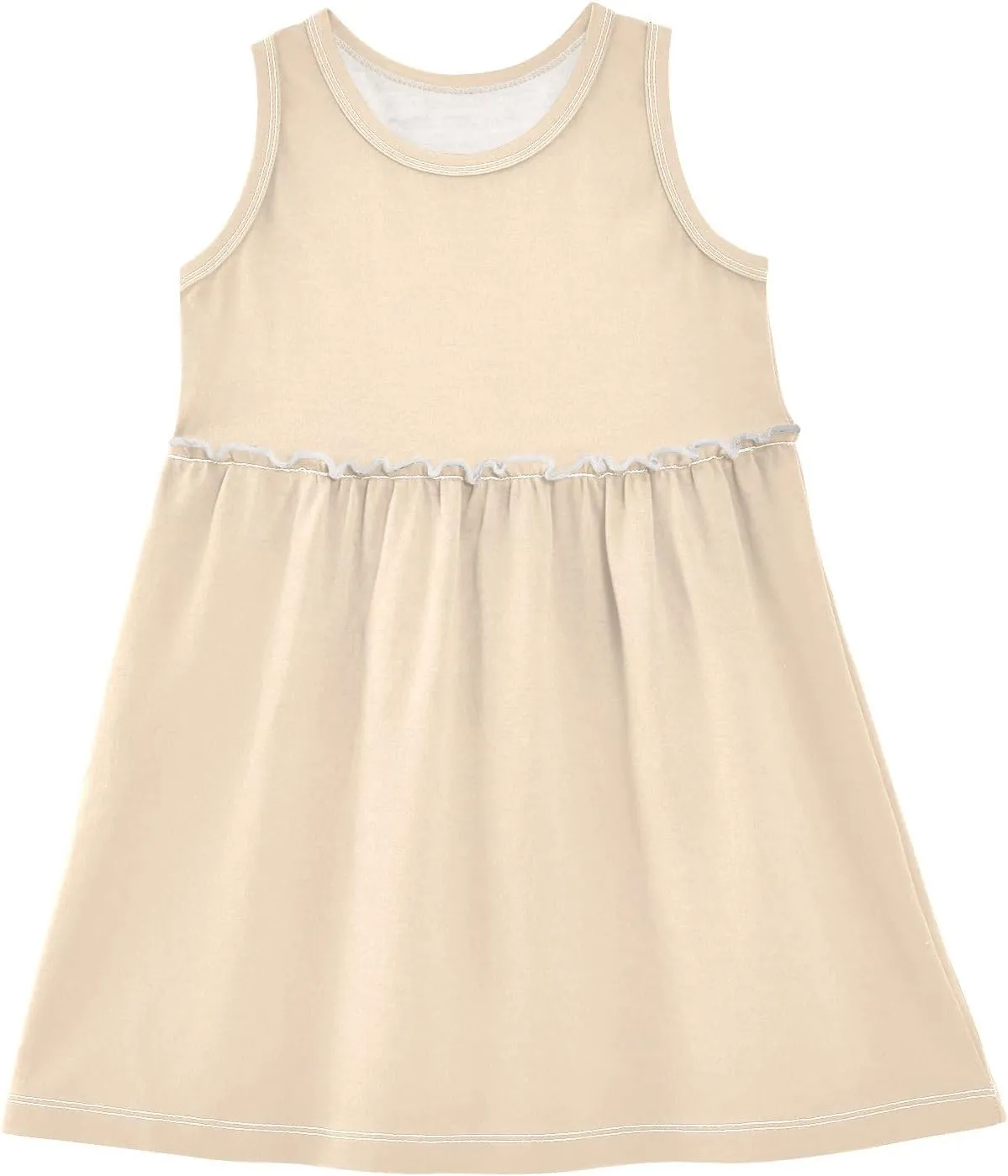 ODAWA Peach Puff Girls Sleeveless Dress Girls Casual Sundresses A-Line Girls Casual Dress for 2-8 Years Old Kids