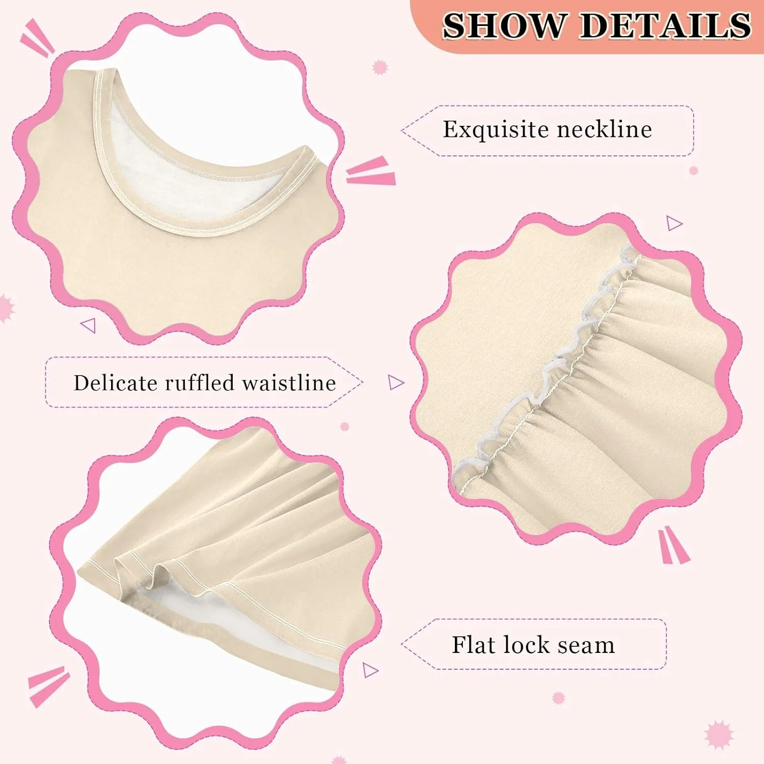 ODAWA Peach Puff Girls Sleeveless Dress Girls Casual Sundresses A-Line Girls Casual Dress for 2-8 Years Old Kids