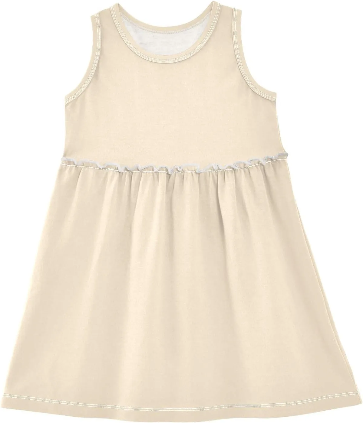 ODAWA Peach Puff Girls Sleeveless Dress Girls Casual Sundresses A-Line Girls Casual Dress for 2-8 Years Old Kids
