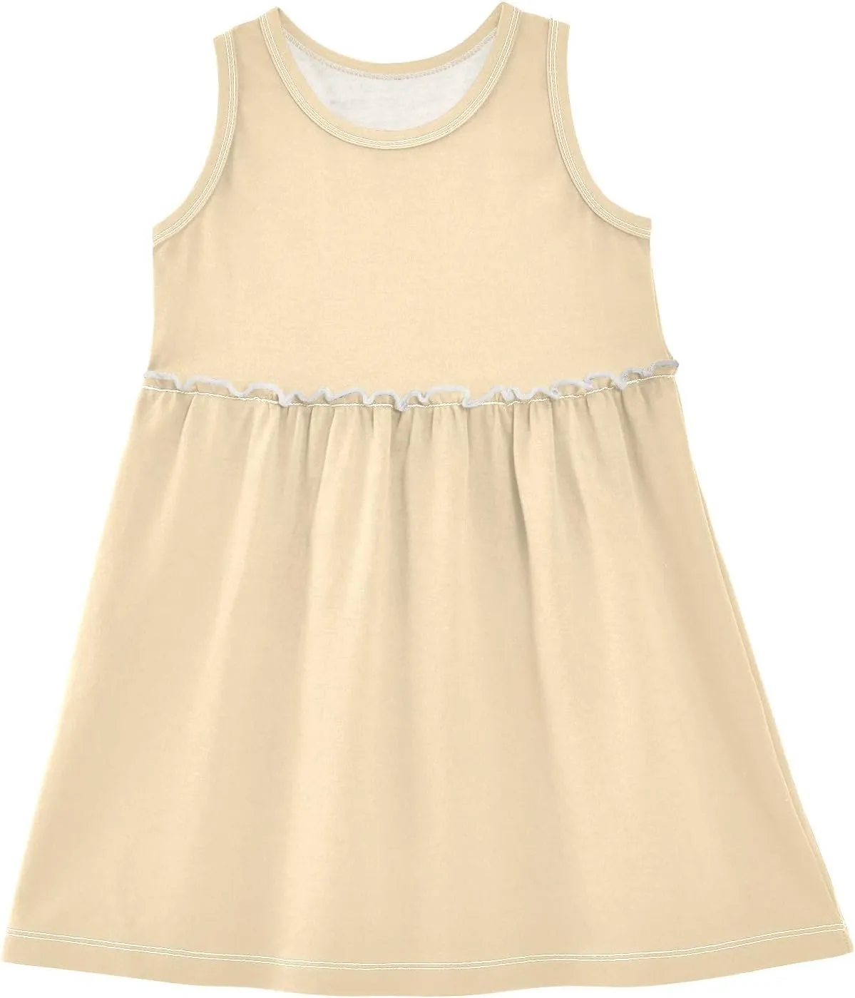 ODAWA Peach Puff Girls Sleeveless Dress Girls Casual Sundresses A-Line Girls Casual Dress for 2-8 Years Old Kids