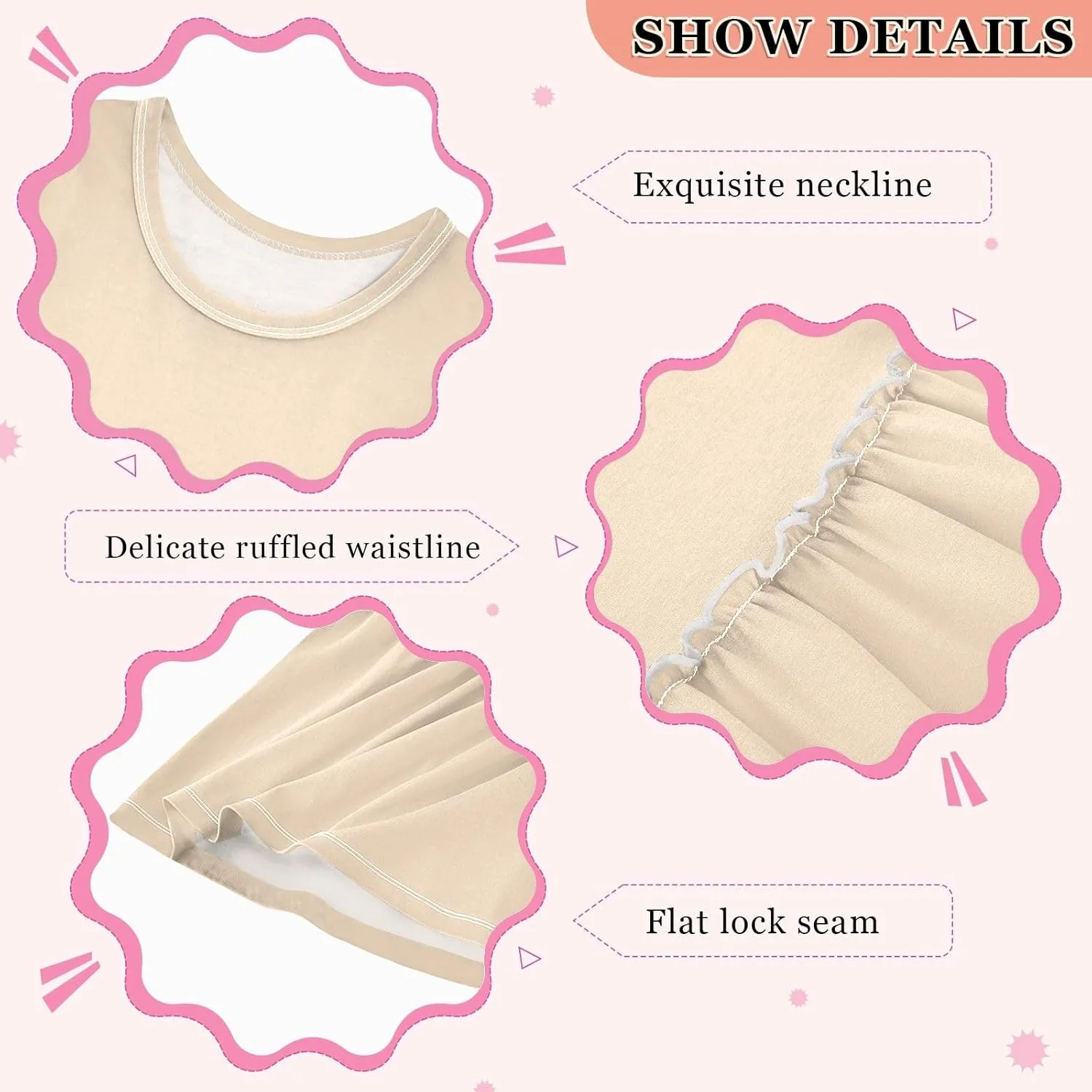 ODAWA Peach Puff Girls Sleeveless Dress Girls Casual Sundresses A-Line Girls Casual Dress for 2-8 Years Old Kids
