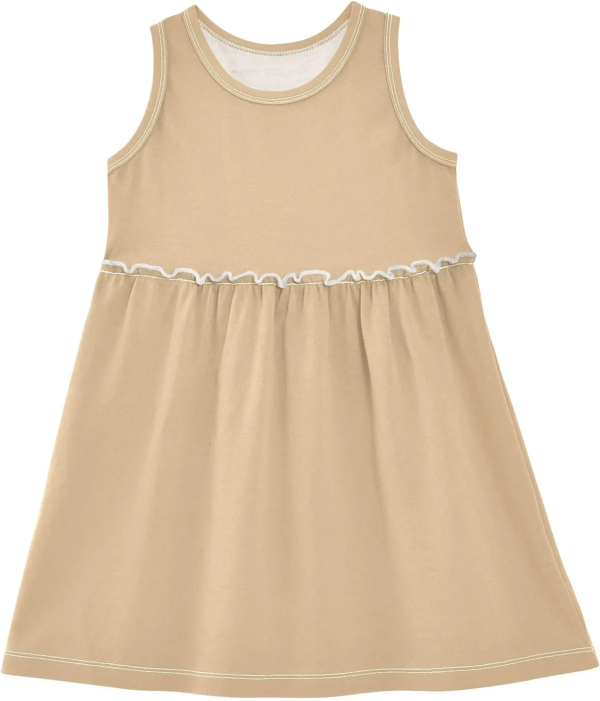 ODAWA Peach Puff Girls Sleeveless Dress Girls Casual Sundresses A-Line Girls Casual Dress for 2-8 Years Old Kids