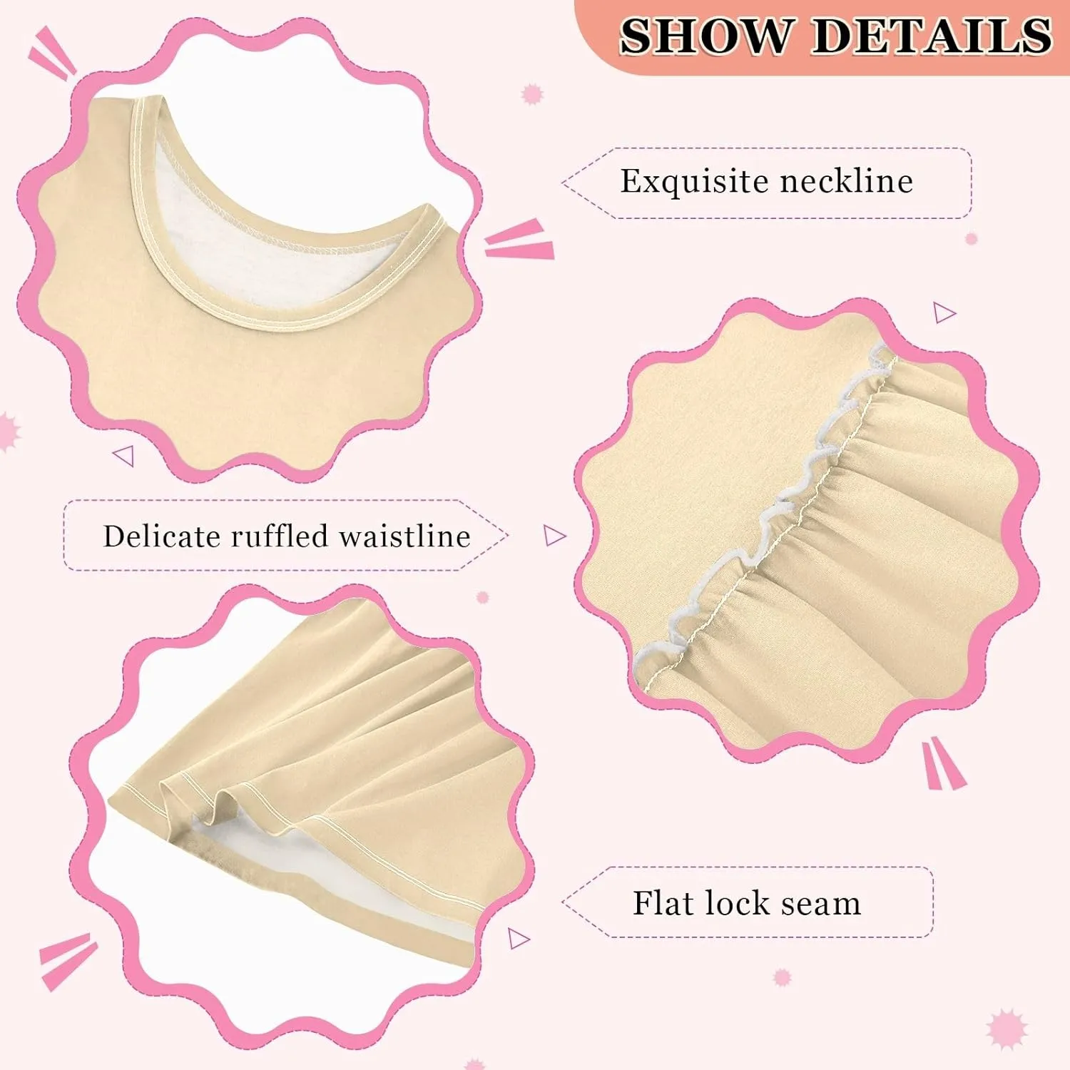 ODAWA Peach Puff Girls Sleeveless Dress Girls Casual Sundresses A-Line Girls Casual Dress for 2-8 Years Old Kids