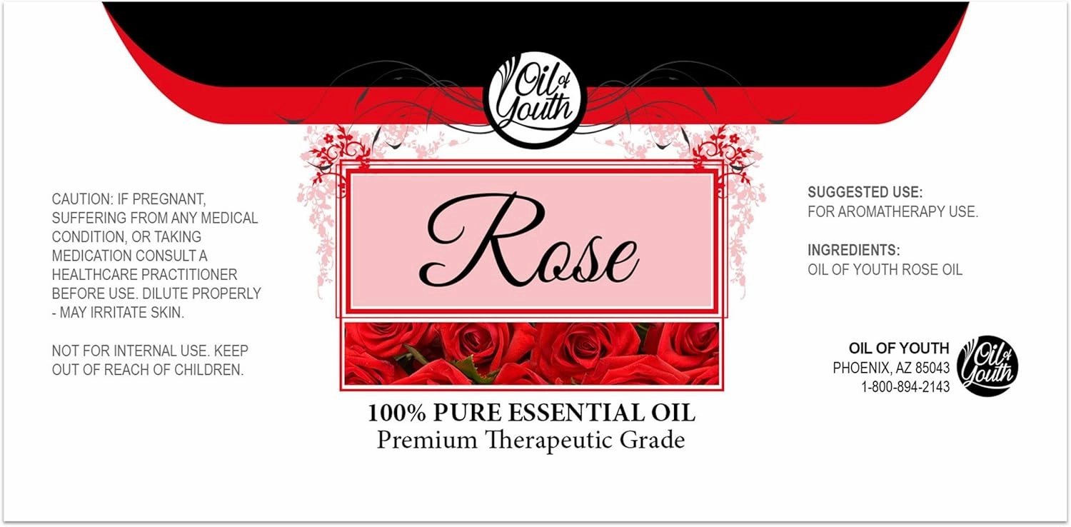 Oil of Youth Essential Oils Rose Essential Oil, 8 Fluid Ounces – Pure Aromatherapy Grade