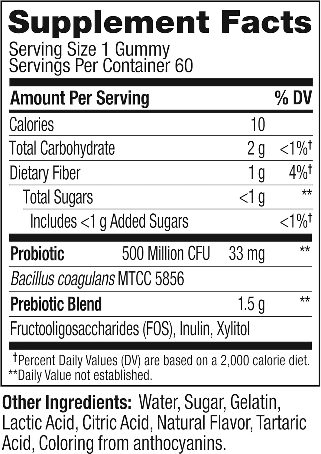 OLLY Probiotic   Prebiotic Gummy, Digestive Support and Gut Health, 500 Million CFUs, Fiber, Adult Chewable Supplement for Men and Women, Peach, 60 Day Supply - 60 Count