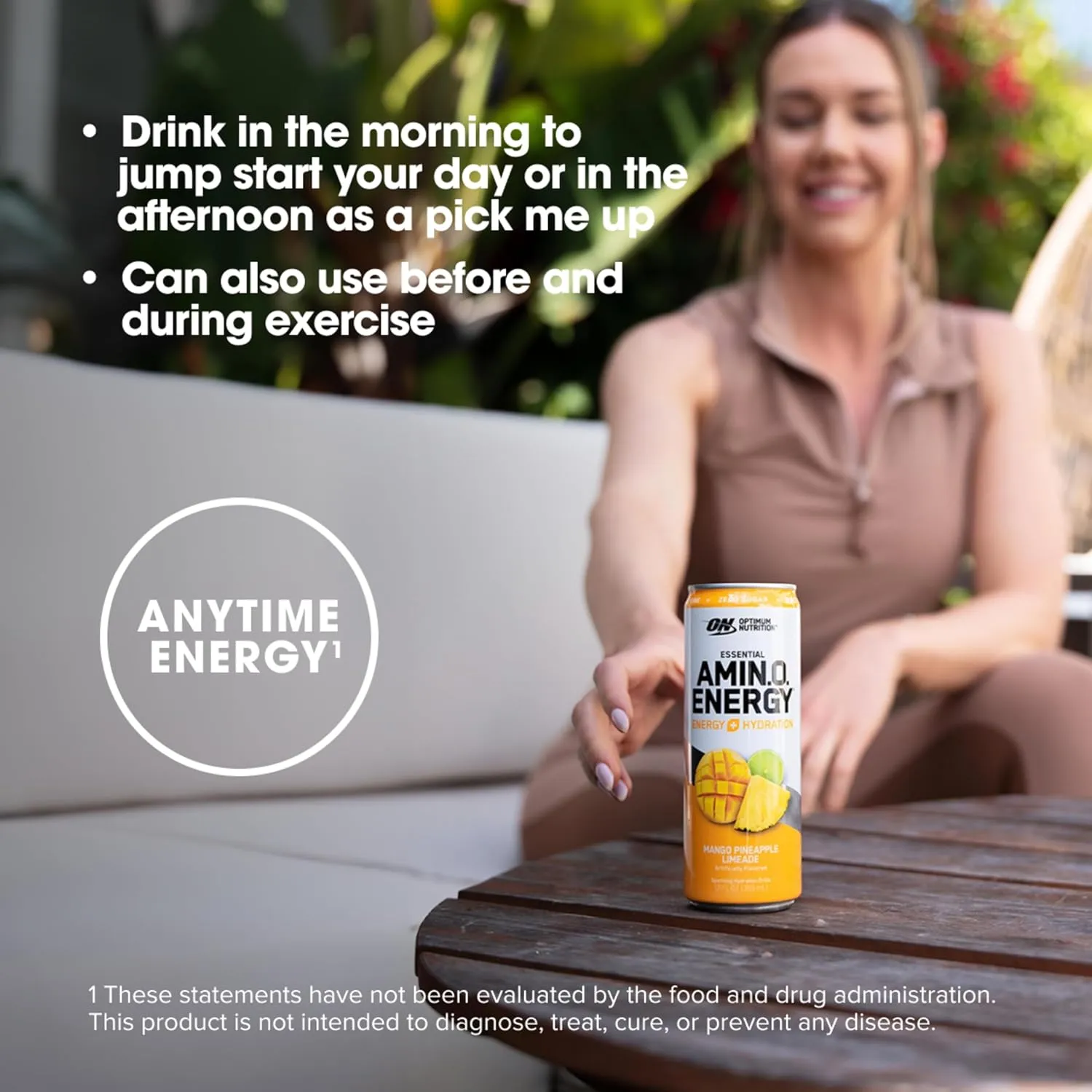 Optimum Nutrition Amino Energy Sparkling Hydration Drink, Electrolytes, Caffeine, Amino Acids, BCAAs, Sugar Free, Mango Pineapple Limeade, 12 Fl Oz, 12 Pack (Packaging May Vary)