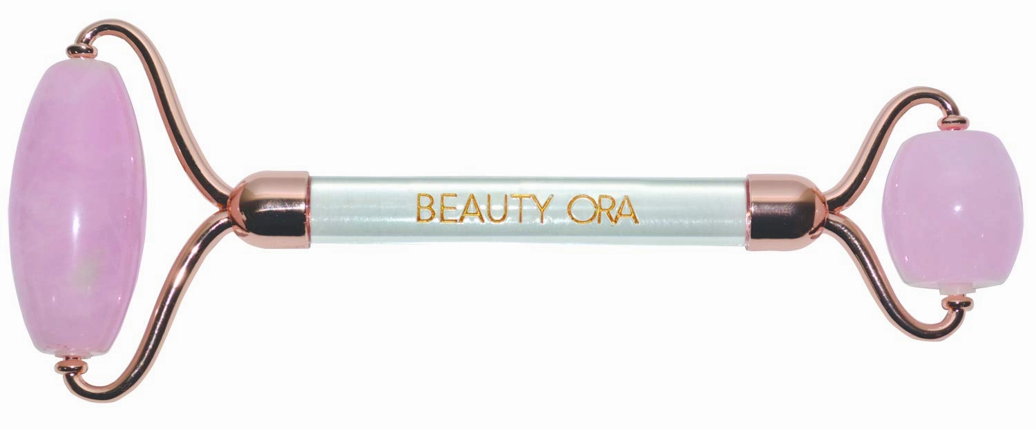 ORA Crystal Face, Eye & Body Roller - Rose Quartz & Clear Handle
