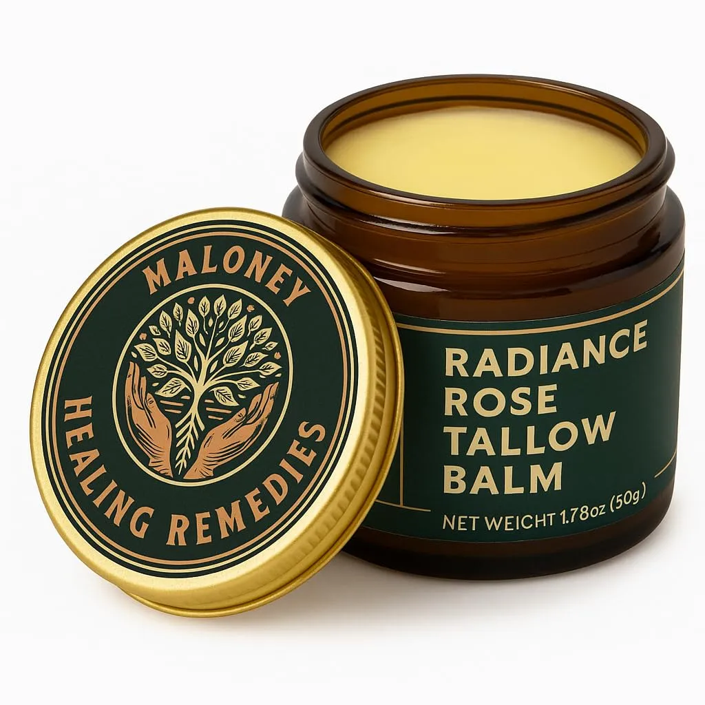 Organic Beef Tallow for Skin – Tallow Balm for Face & Body – Beef Tallow Face Cream – Tallow Body Butter – Tallow Cream for Face – 100% Grass Fed – Radiance Rose 1.78 oz