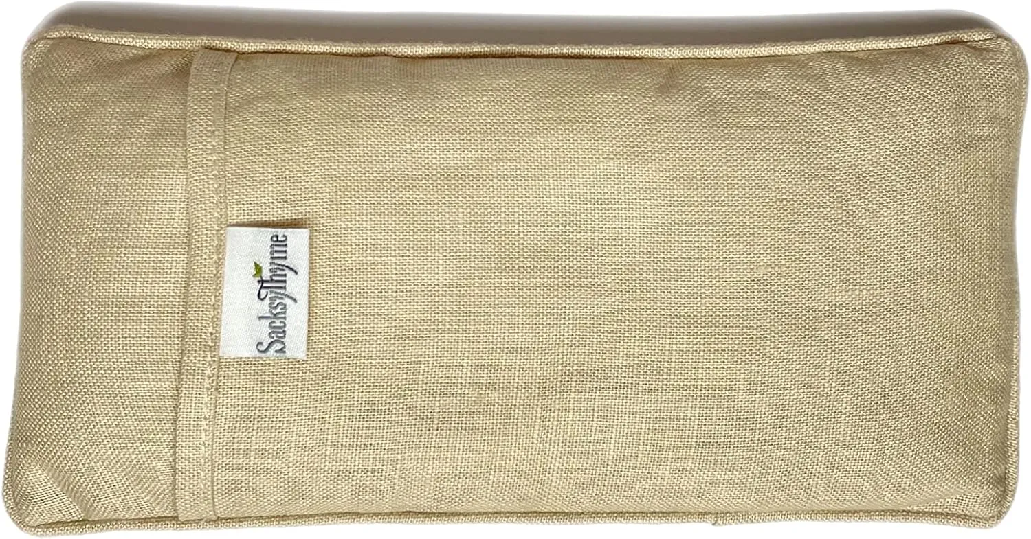 Organic Linen Eye Pillow - Lavender & Flaxseed for Relaxation, Yoga, Stress Relief - Microwavable Heating Pad & Cool Compress - Made in USA - Gifts for Meditation - (Lavender)