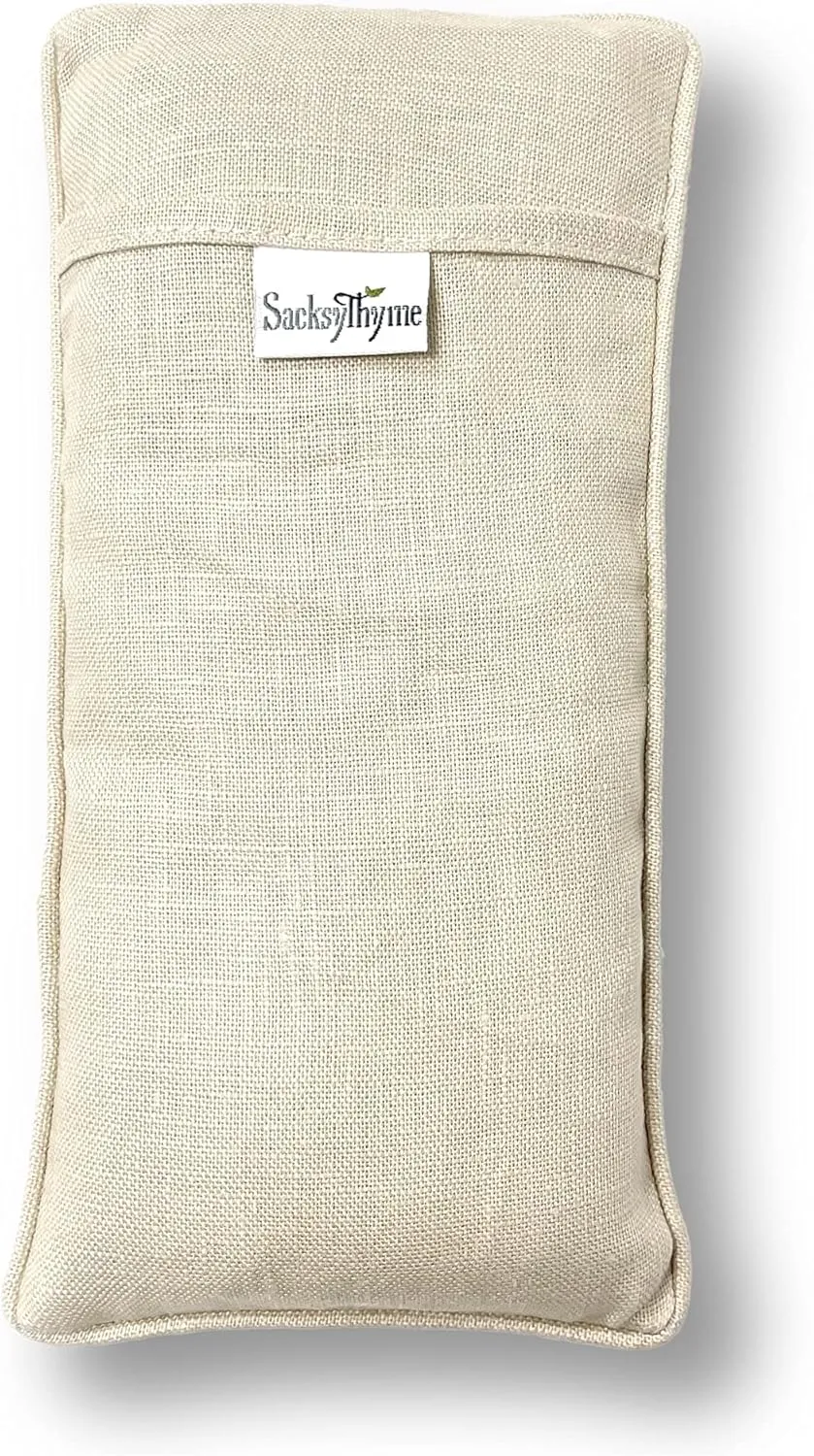 Organic Linen Eye Pillow - Lavender & Flaxseed for Relaxation, Yoga, Stress Relief - Microwavable Heating Pad & Cool Compress - Made in USA - Gifts for Meditation - (Unscented)