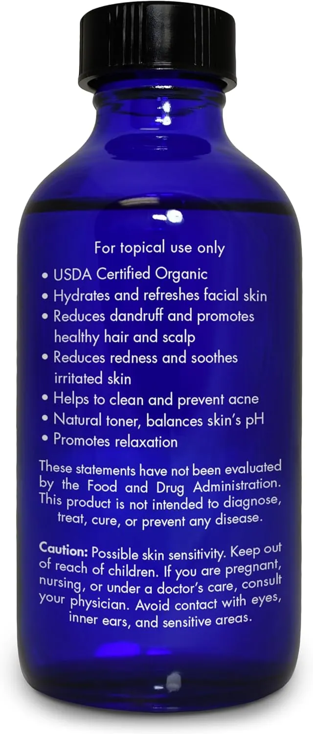 Organic, Rose Water, Spray for Face, Hyderating Toner – 100% Pure, Rose Water, by Zongle Therapeutics Grade, 4 Oz
