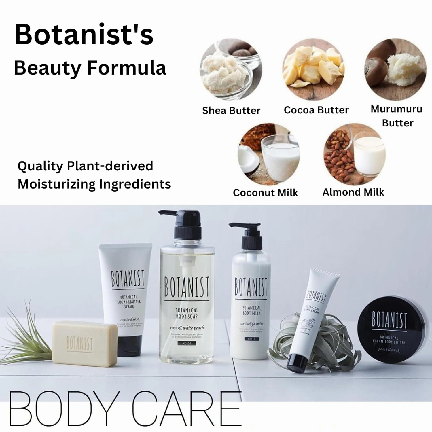 Organic Body Wash for Sensitive Skin Women & Men, Natural Shower Gel with Shea Butter & Aloe Extract, Sulfate & Paraben Free Body Soap from Japan, MOIST, Rose & White Peach,16.5 Fl Oz, 2EA