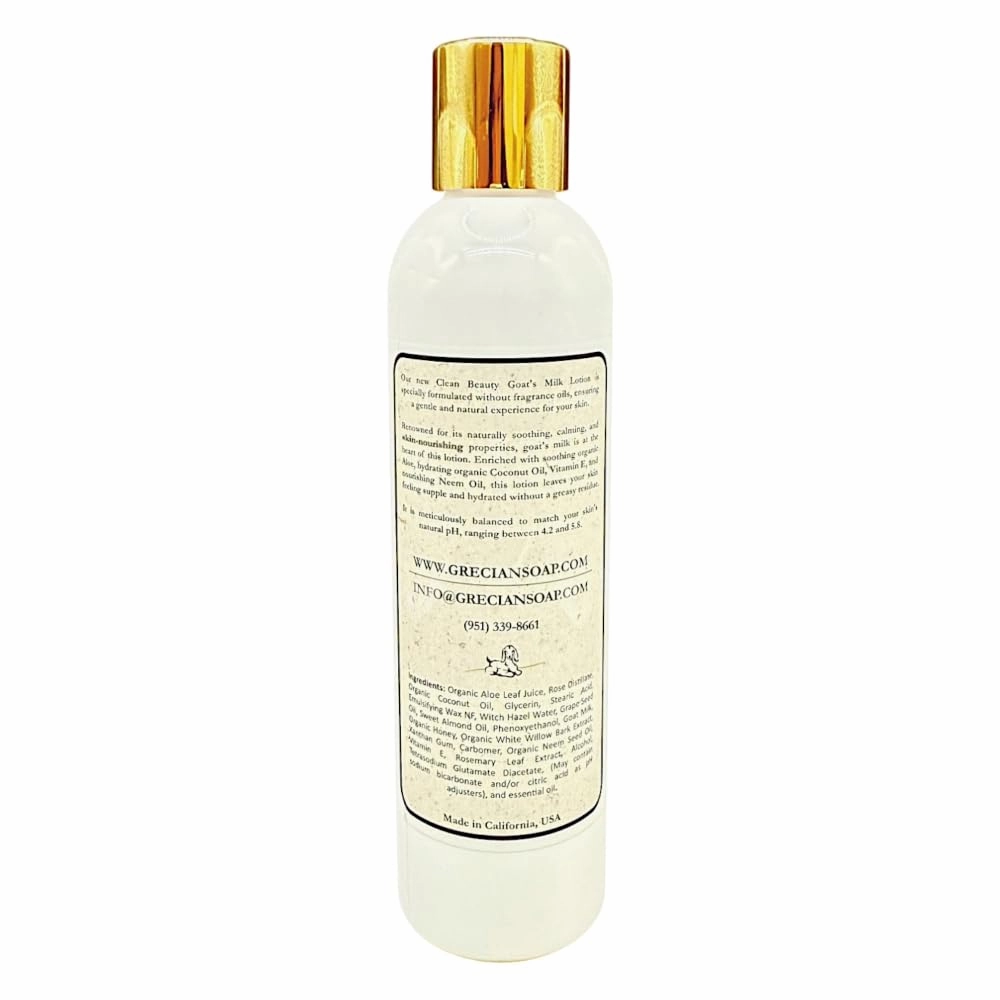 Organic Clean Beauty Goat's Milk Lotion in Rose Vanilla - 8 oz All Natural Goats Milk Lotion for Women and Men, Enriched with Essential Oils, Body Moisturizer for Everyday Use