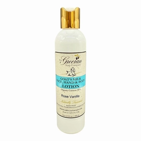 Organic Clean Beauty Goat's Milk Lotion in Rose Vanilla - 8 oz All Natural Goats Milk Lotion for Women and Men, Enriched with Essential Oils, Body Moisturizer for Everyday Use
