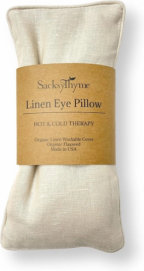 Organic Linen Eye Pillow - Lavender & Flaxseed for Relaxation, Yoga, Stress Relief - Microwavable Heating Pad & Cool Compress - Made in USA - Gifts for Meditation
