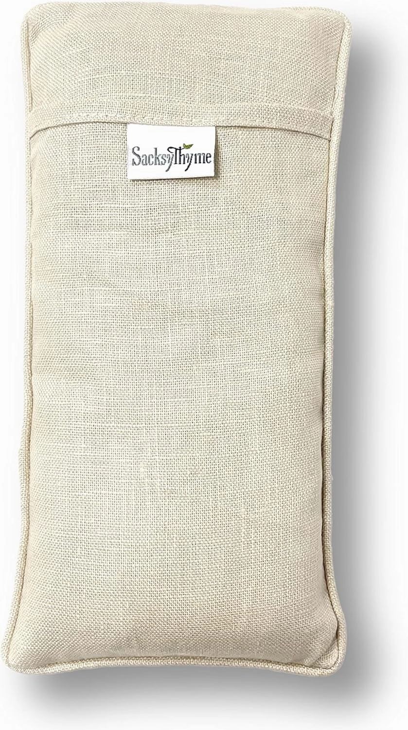 Organic Linen Eye Pillow - Lavender & Flaxseed for Relaxation, Yoga, Stress Relief - Microwavable Heating Pad & Cool Compress - Made in USA - Gifts for Meditation
