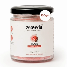 Organic Rose Face & Body Sugar Scrub for Deep Exfoliation | Removes Blackheads,Whiteheads & Polishes Skin | Natural, SLES Free & Paraben Free | Suitable for all Skin Type (150g)