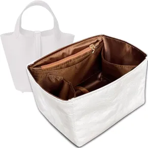 Organizer for Picotin 18,22,26,31, Lightweight Bag Insert, DupontPaper and Satin Silk Liner, 34 Interior Colors (Size 26, Beige)